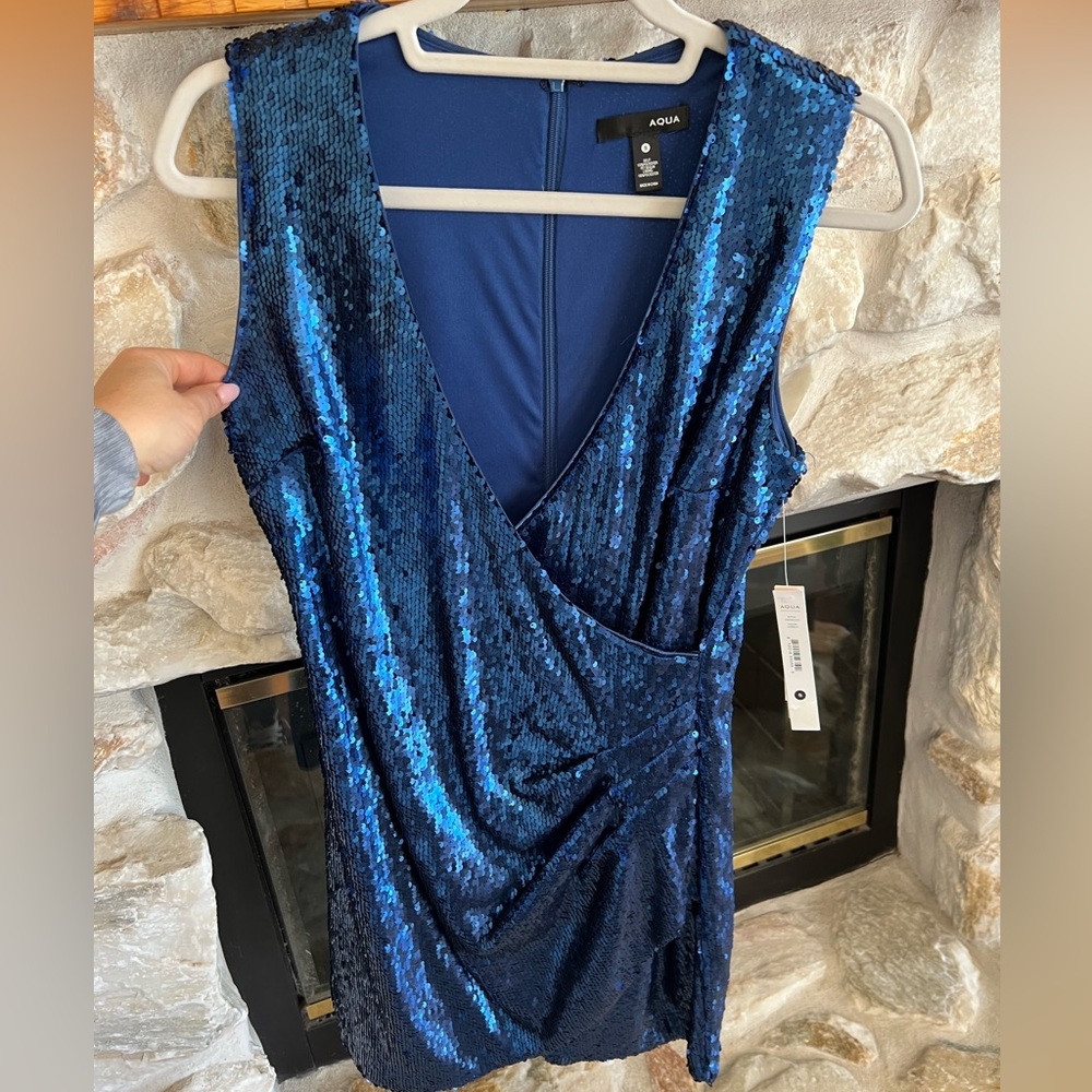 NWT!!! Aqua cobalt blue party dress! Never worn!! Size Small. - Picture 5 of 5
